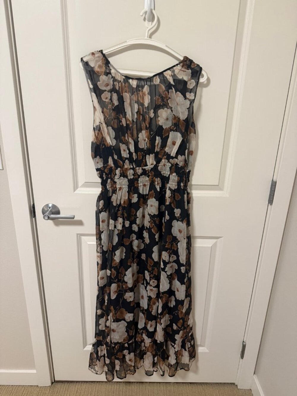 Abercrombie & Fitch Black Floral Midi Dress Sleeveless Women's Size L